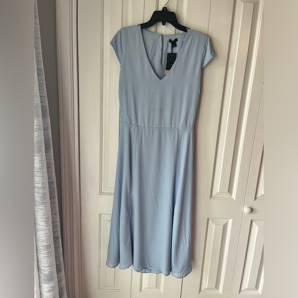 NWT Halogen VNeck Cut out Kentucky Blue Midi Dress Nordstroms Size Large